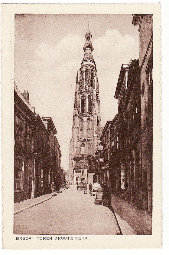 Breda Toren Groote Kerk ca. 1930., Ophalen, 1920 tot 1940, Ongelopen, Noord-Brabant