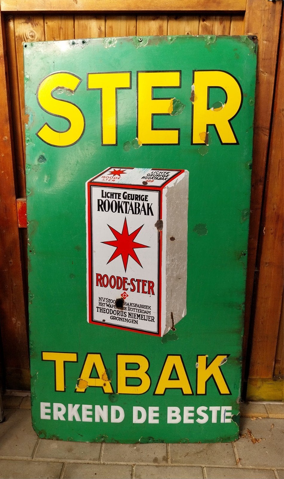 Vintage Reclamebord 'Roode Ster Tabak' Niemeijer Groningen, Antiek en Kunst, Ophalen