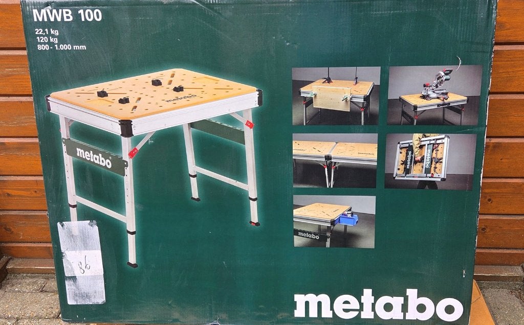 Metabo MWB 100 multifunctionele werktafel, Ophalen, Nieuw, 70 tot 120 cm, Inklapbaar