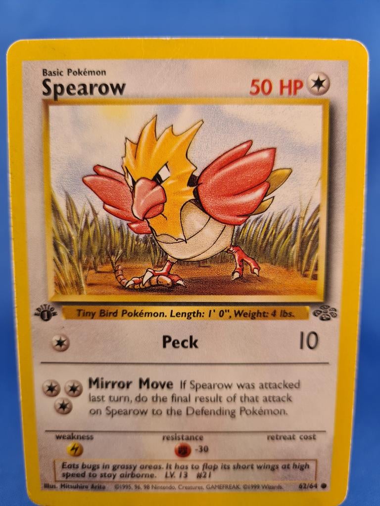 Spearow 62/64 - Jungle (1st edition), Hobby en Vrije tijd, Verzamelkaartspellen | Pokémon, Gebruikt, Verzenden