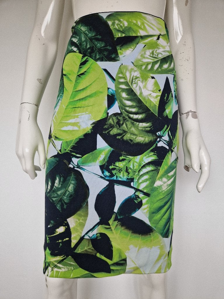 Marc Cain kokerrok. Maat 38, Botanische print., Maat 38/40 (M), Marc Cain, Nijmegen, Verhip-vintage.nl