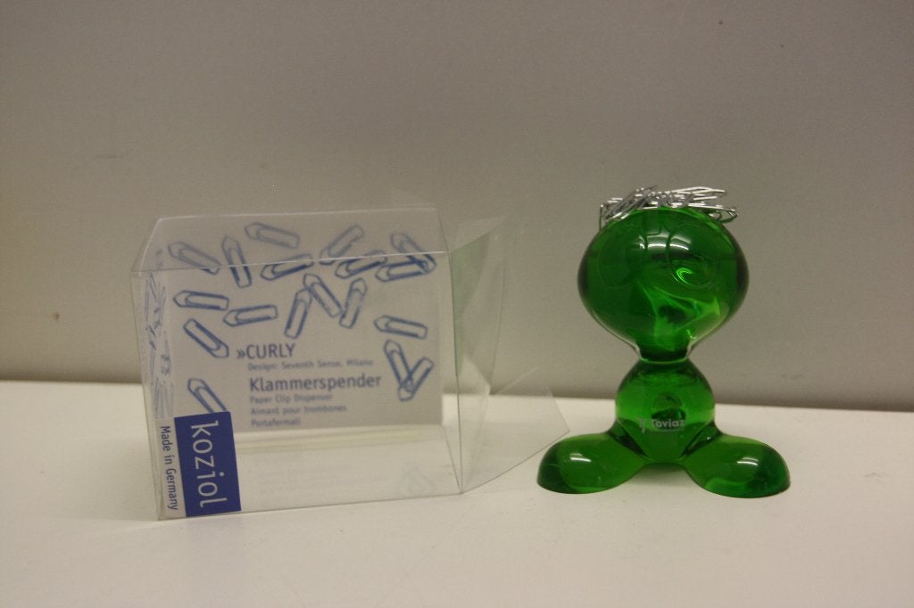 Koziol Curly Papercliphouder, transparant groen. Nieuw., Ophalen of Verzenden, Nieuw