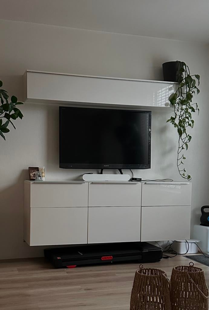 Tv meubel set wit, Ophalen, Overige materialen, Gebruikt, 100 tot 150 cm