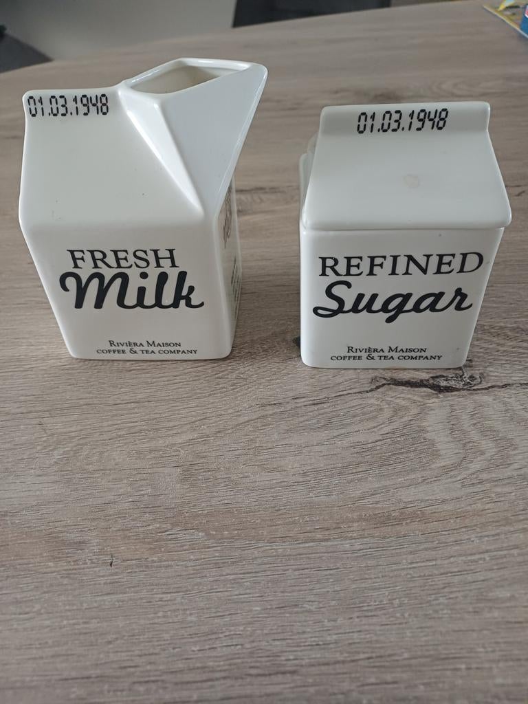 Riviera Maison suiker en melkkannetje, Huis en Inrichting, Ophalen of Verzenden, Zo goed als nieuw, Overige stijlen, Overige typen