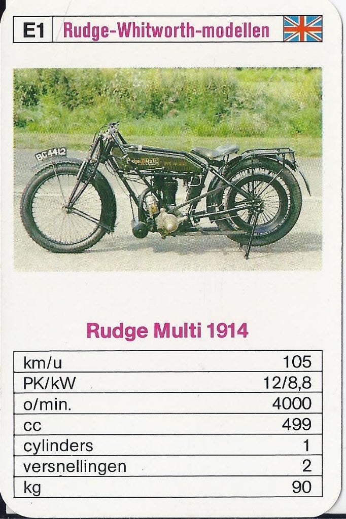 M17 motorkaartje rudge multi 1914 ( e1 ), Ophalen of Verzenden, Zo goed als nieuw, Auto's