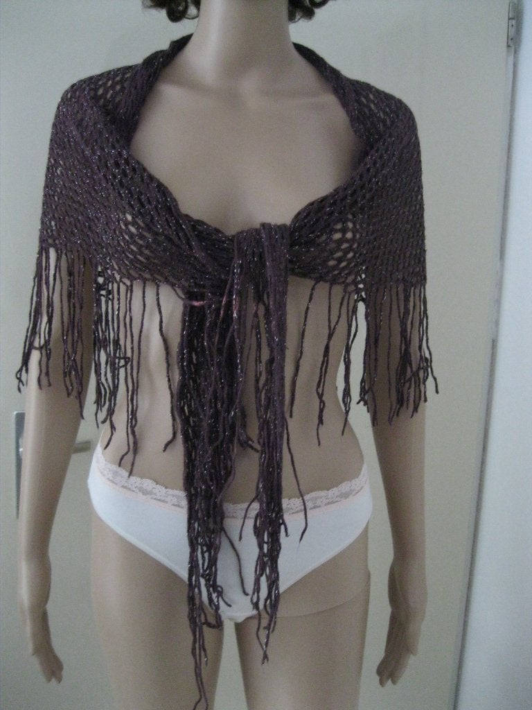 1 driehoekige bruine sjaal - stola, 60X145 cm., Kleding | Dames, Ophalen of Verzenden, Onbekend, Gedragen, Sjaal