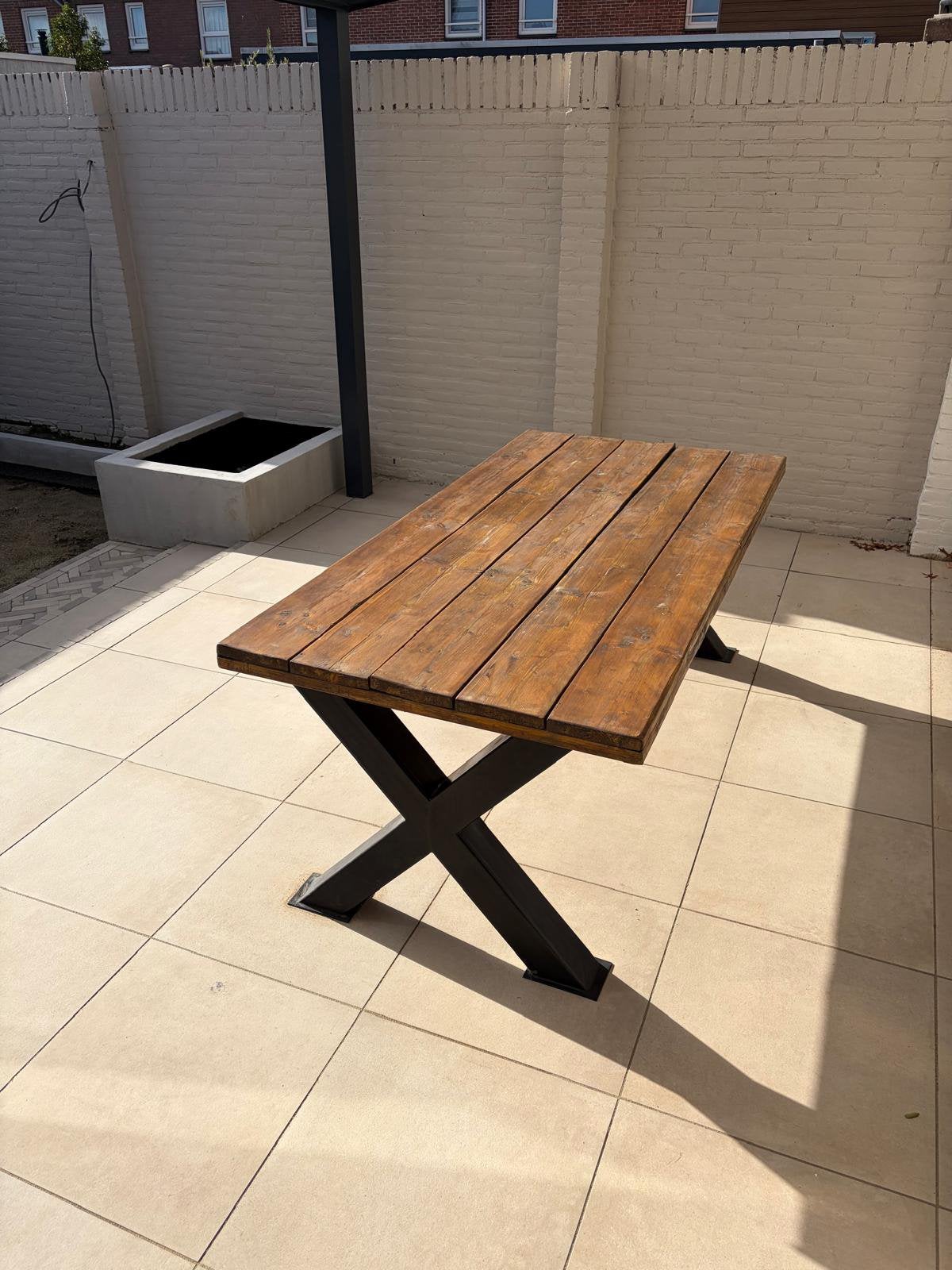 Tuintafel steigerhout, Ophalen, Gebruikt, Rechthoekig, Overige materialen