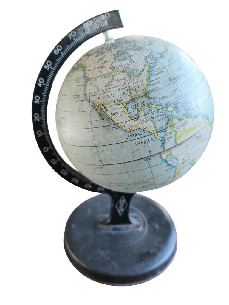 Antiek blikken globe made in England, Ophalen of Verzenden
