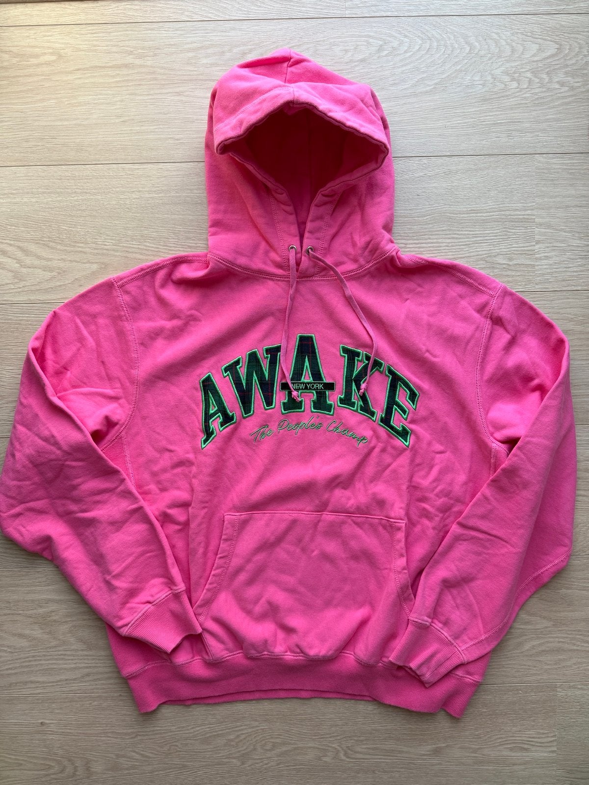Awake NY Plaid Logo pink hoodie M The People’s Champ, Kleding | Heren, Ophalen of Verzenden, Nieuw, Maat 48/50 (M), Roze