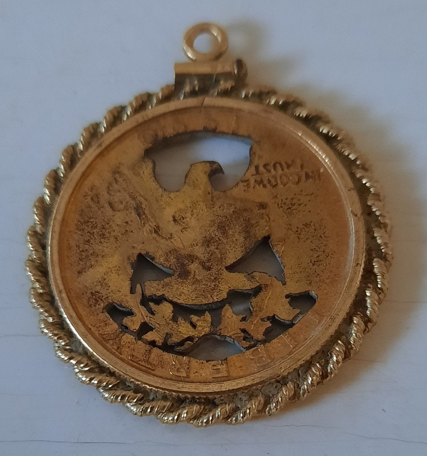 Vintage hanger met Amerikaanse Quarter Dollar munt, Gebruikt, Ophalen of Verzenden, Goud, Overige materialen