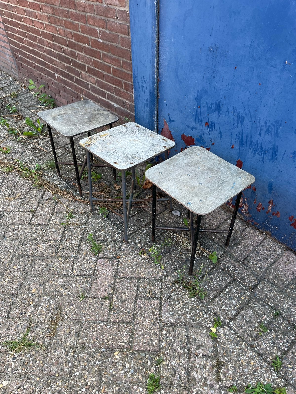 Set van 3 robuuste krukjes, Ophalen, Gebruikt, Hout