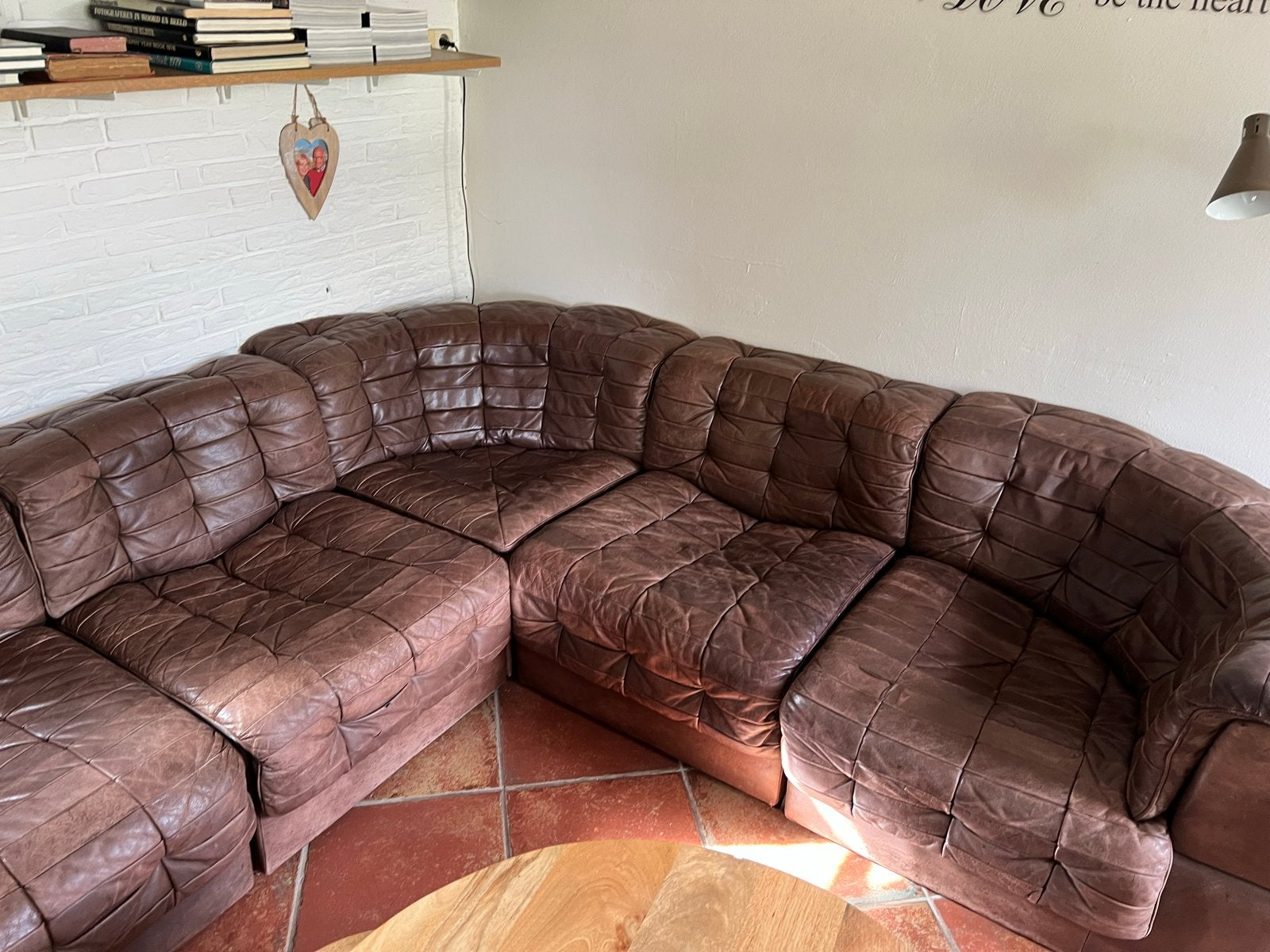 Vintage De Sede Ds 11 Modular Sofa bruin Patchwork Leather, Ophalen, Gebruikt, 100 tot 125 cm, Hoekbank