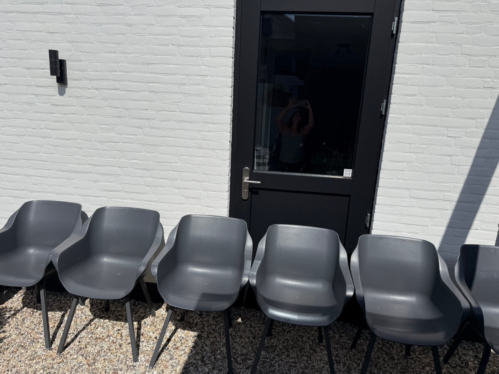 6 grijze Hartman stoelen, Tuin en Terras, Tuinstoelen, Ophalen, Zo goed als nieuw, Kunststof