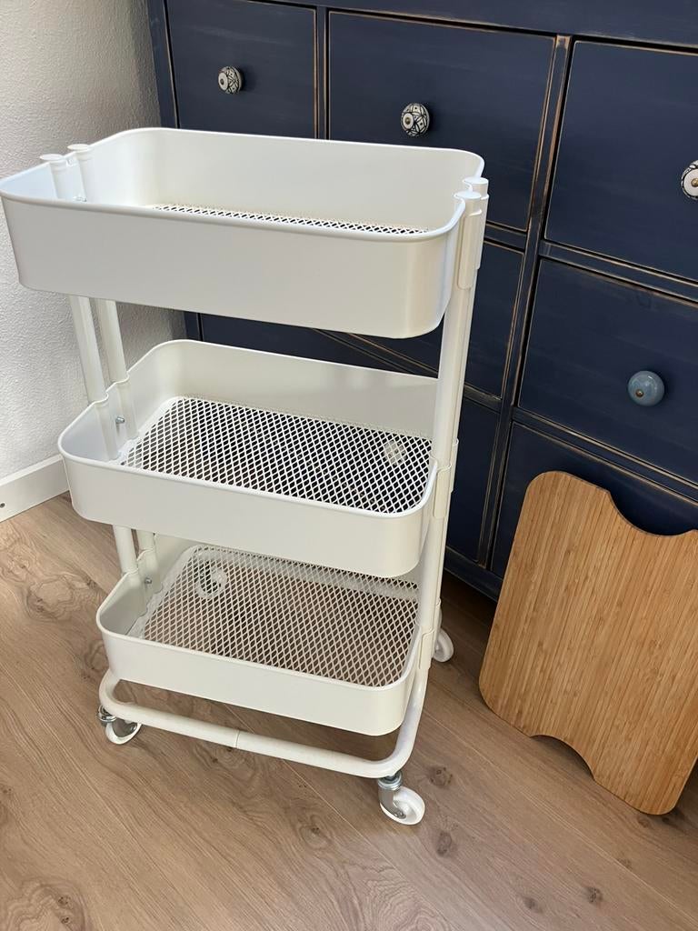 Ikea Råskog trolley, opberger, wit zgan, Ophalen, Zo goed als nieuw