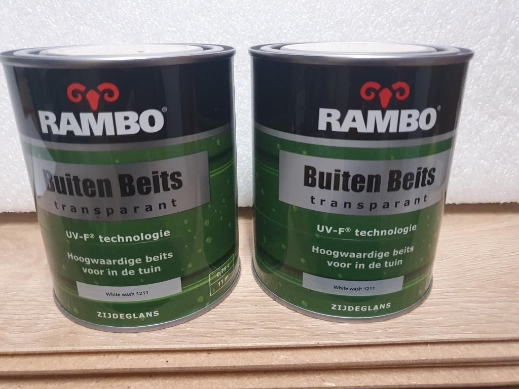 2 blikken Rambo Buitenbeits White wash 1211., Minder dan 5 liter, Ophalen, Nieuw, Wit
