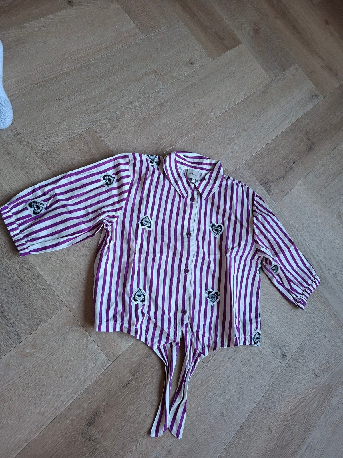 Shoeby gestreepte blouse met hartjes, maat 158/164, Ophalen of Verzenden, Zo goed als nieuw