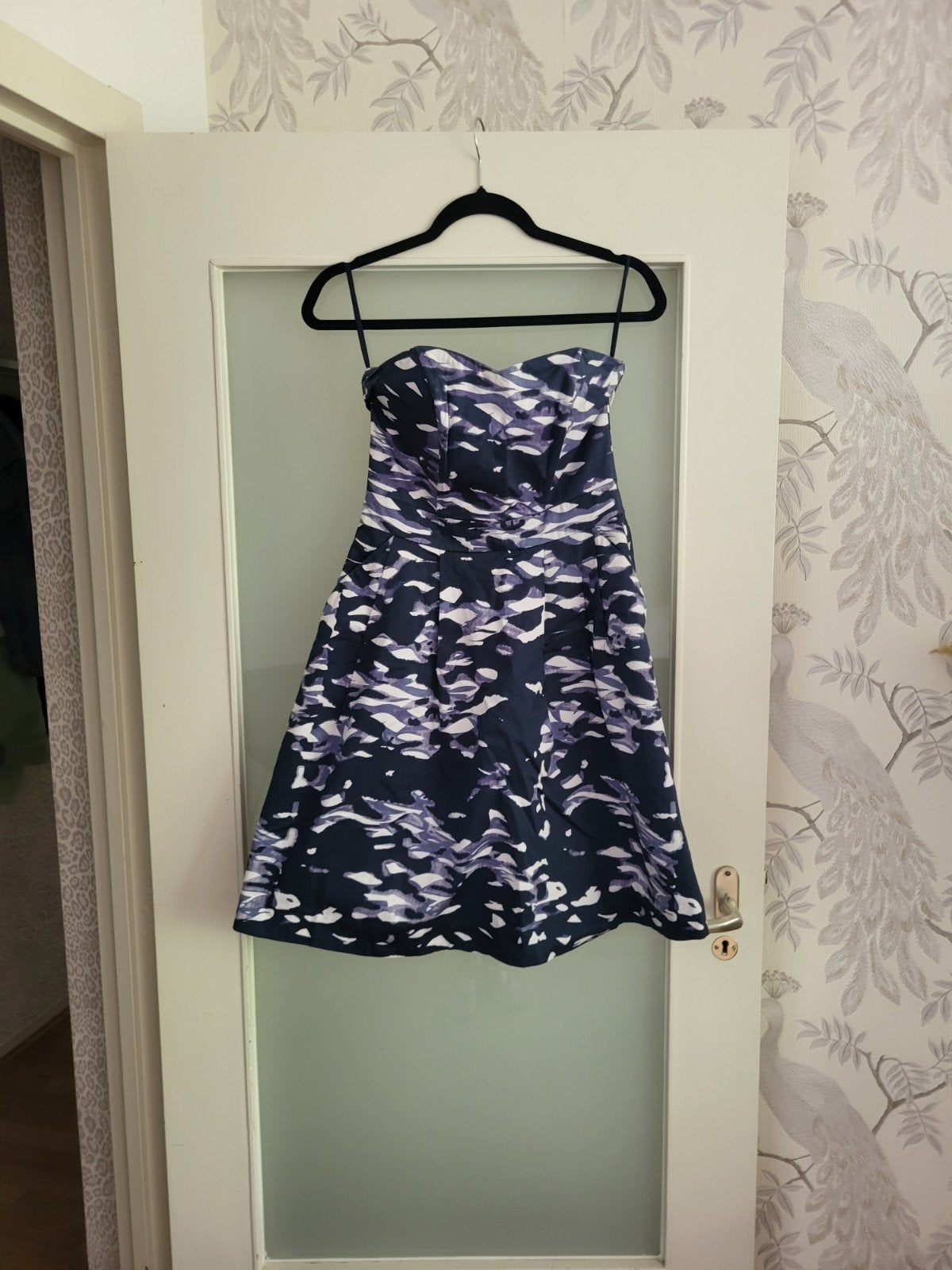 Mooie strapless blauwe cocktail jurk H&M maat 38, Maat 38/40 (M), H&M, Blauw, Ophalen of Verzenden