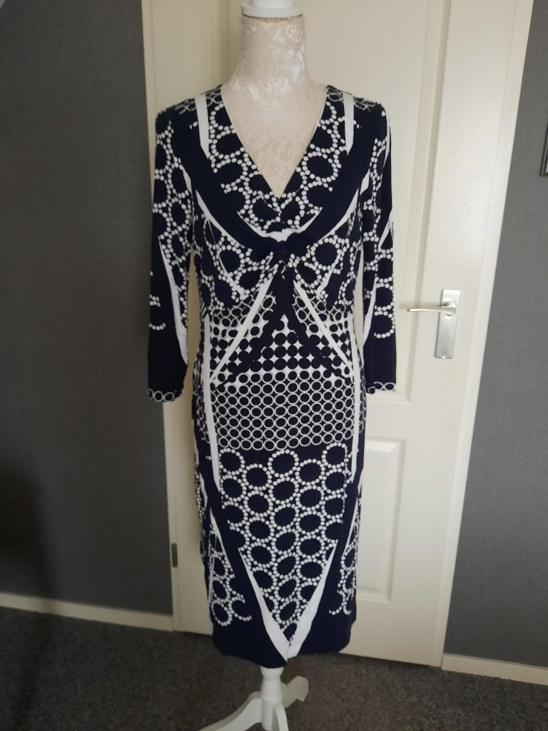 Jurk Basler  kleur : Blauw Wit Maat: 40, Kleding | Dames, Maat 38/40 (M), Meerkleurig, Basler, Ophalen of Verzenden