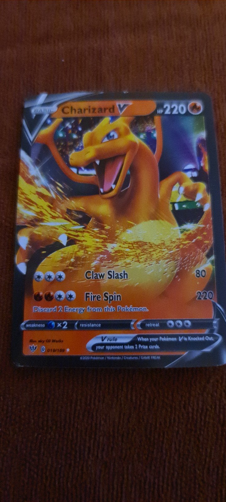 Pokémon Kaart: Charizard V (019/189) - Levendige Vlam, Ophalen of Verzenden, Zo goed als nieuw, Losse kaart