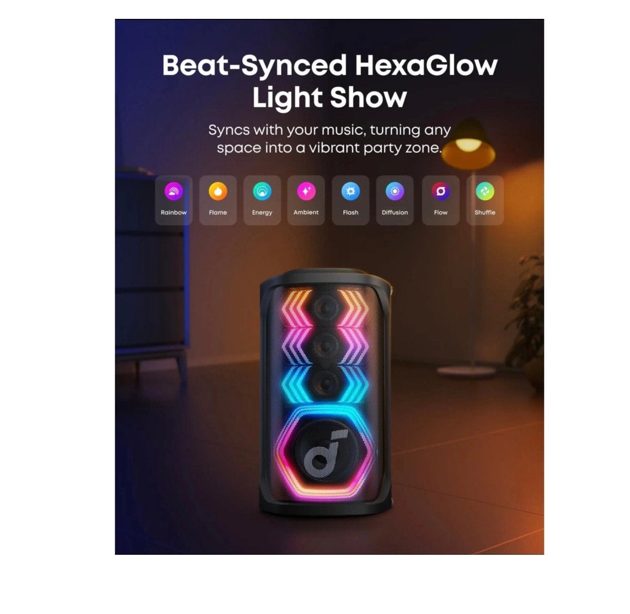 Soundcore Rave PartyCast Speaker met 2 Microfoons, Ophalen, Zo goed als nieuw, Complete set