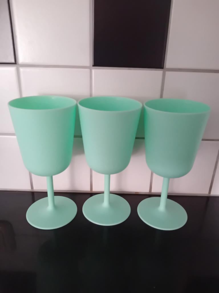 Set van 3 plastic wijnglazen voor camping/picknick, Caravans en Kamperen, Kampeeraccessoires, Ophalen of Verzenden, Nieuw