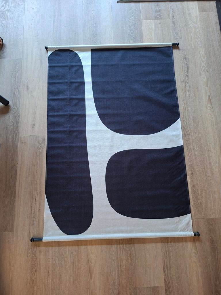 Wandkleed Zwart-Wit Abstract - 135x94 cm, Zwart, Ophalen of Verzenden, Zo goed als nieuw, Met ophangsysteem
