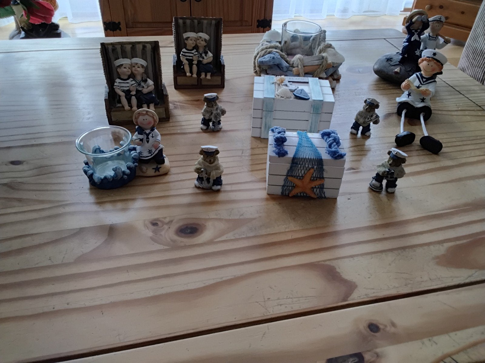 Maritieme decoratie set: beeldjes en schatkistjes, Ophalen, Gebruikt