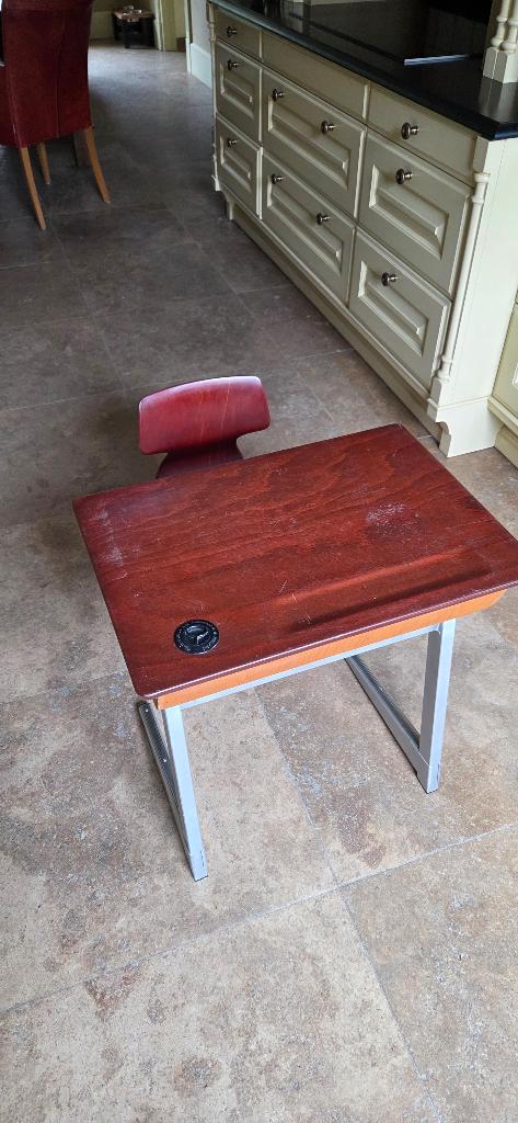 vintage schoolbankje, Kinderen en Baby's, Kinderkamer | Tafels en Stoelen, Ophalen, Gebruikt, Tafel(s) en Stoel(en)