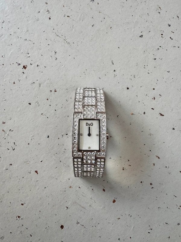 D&G horloge zilver steentjes, Staal, Gebruikt, Polshorloge, Ophalen of Verzenden