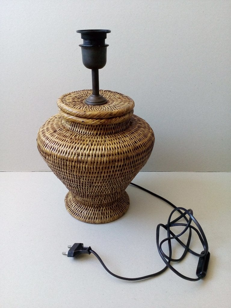 Tafel/sfeerlamp. Pitriet/riet. Vintage., Overige merken, Vintage, Natuurlijk materiaal, 36 cm