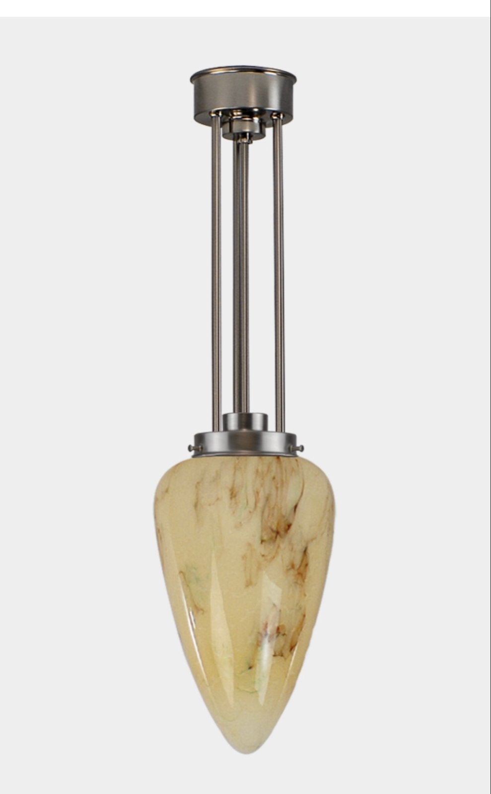 Art Deco Hanglamp met Gemarmerd Glas, Ophalen, Zo goed als nieuw, Glas, E27 (groot)