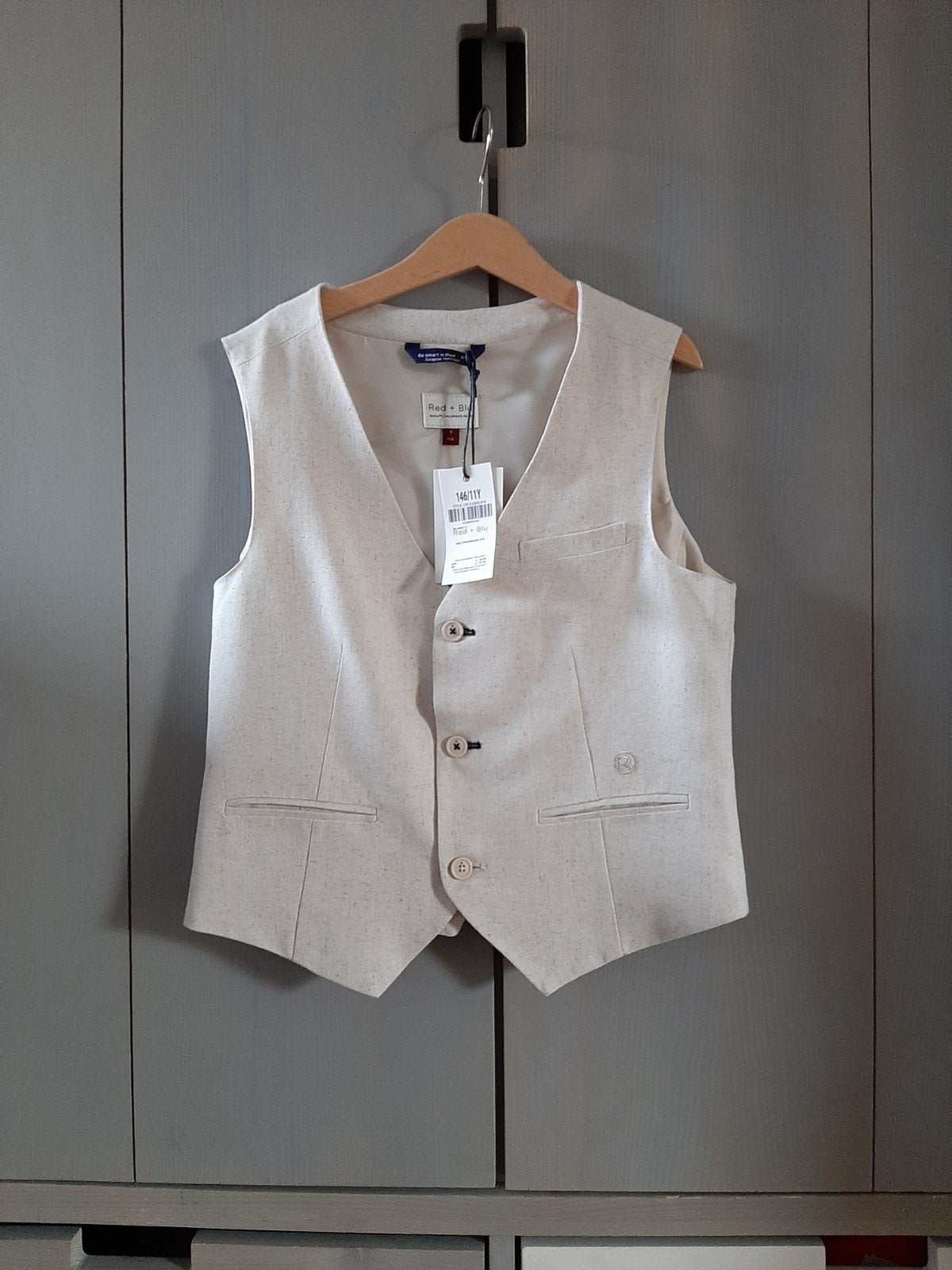 Red + Blu Gabe Gilet natural linnen maat 146 Nieuw!, Overige typen, Ophalen of Verzenden, Jongen, Nieuw