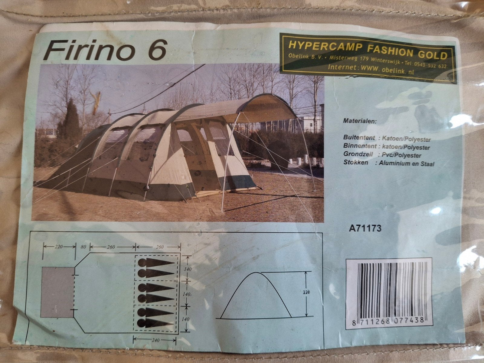 Ruime Hypercamp Fashion Gold Firino 6 familietent, Caravans en Kamperen, Tenten, Ophalen