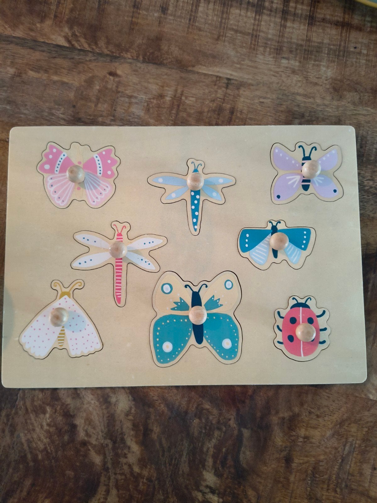 Houten insecten puzzel, Ophalen, 2 tot 4 jaar, Zo goed als nieuw, Van hout