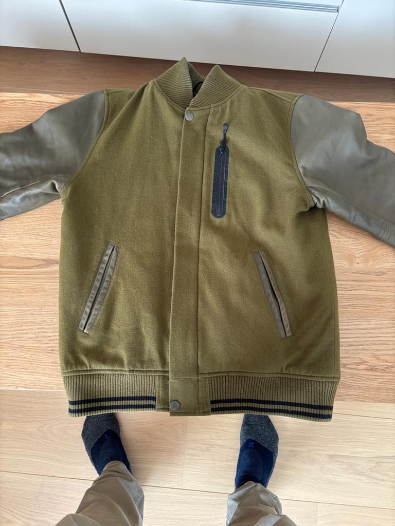 Nike destroyer  Varsity Jacket - Olijfgroen met Leren Mouwen, Kleding | Heren, Jassen | Winter, Ophalen of Verzenden, Zo goed als nieuw