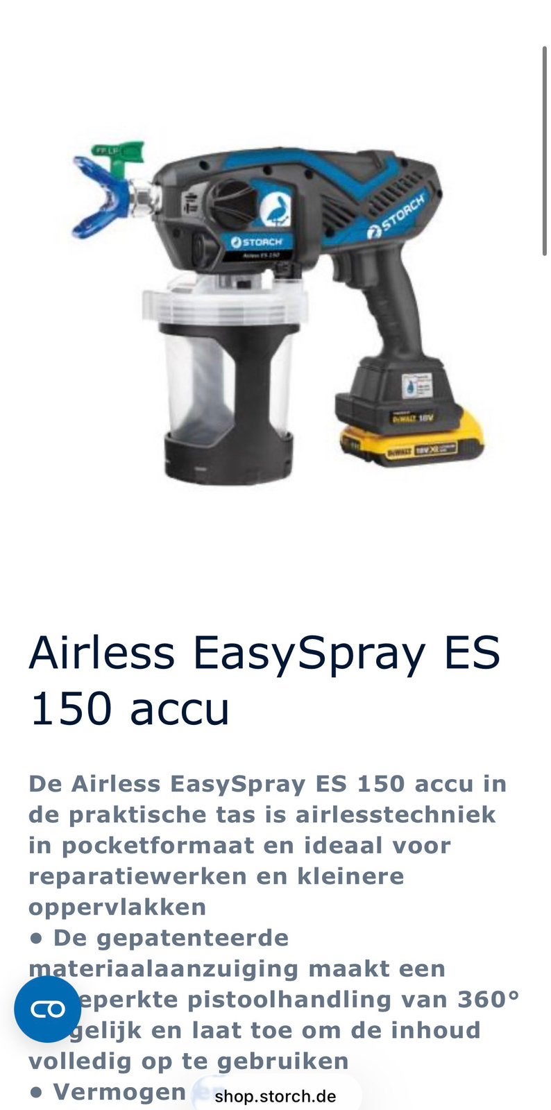 Storch aiess easyspray es150, Ophalen of Verzenden, Zo goed als nieuw, Overige typen