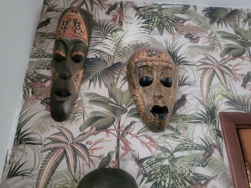 Set van meerdere handgesneden Afrikaanse maskers, Antiek en Kunst, Ophalen of Verzenden