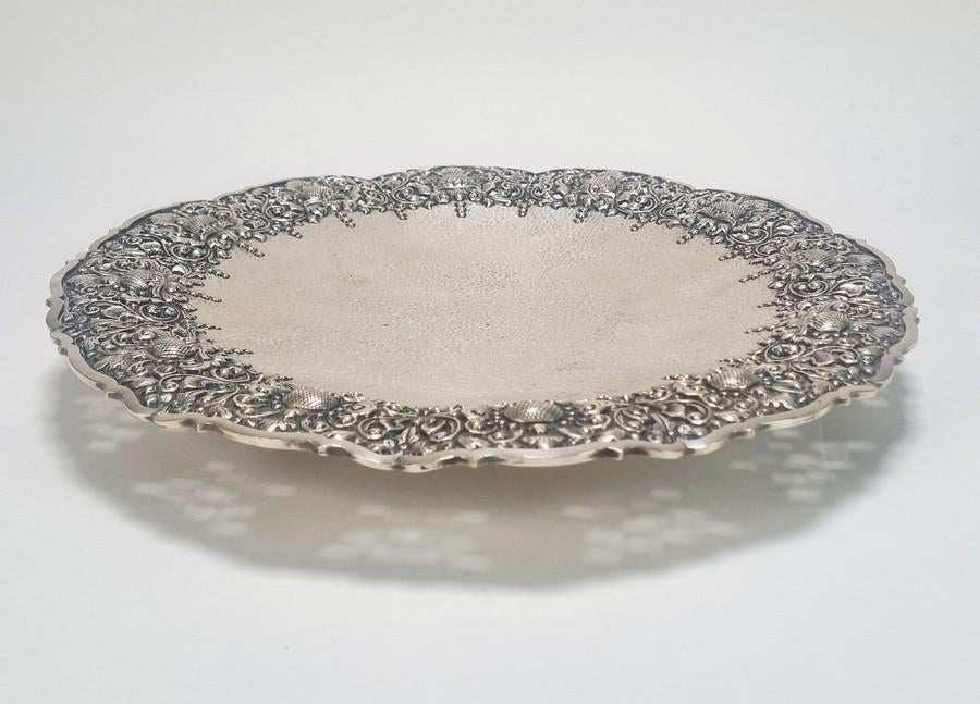 1035. Djokja zilveren schaal - Java, ca. 1930, Ophalen of Verzenden, Zilver
