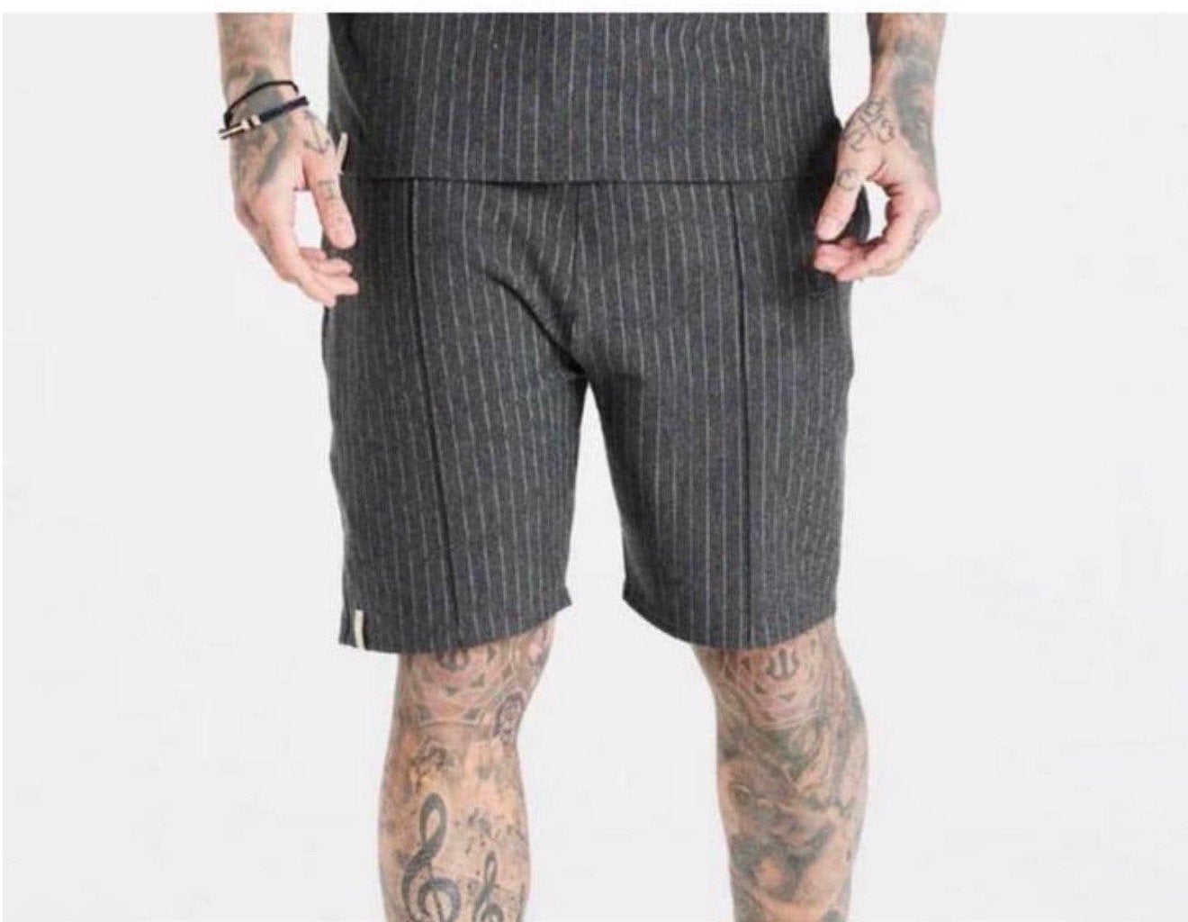 SikSilk Smart Essential Pinstripe Short Grey Marl XS grijs, P, P, P, Nieuw