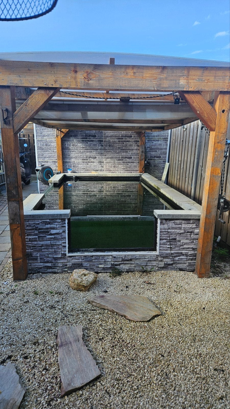 Grote vijver met overkapping en winteroverkapping 11000 lite, Tuin en Terras, Ophalen