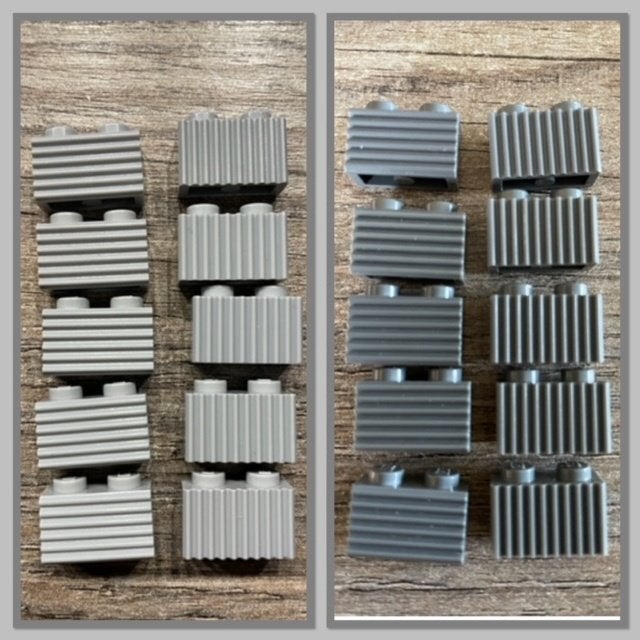 10 lego basis blokjes 1x2 met kl. ribbeltjes grijs, Ophalen of Verzenden, Nieuw, Losse stenen, Lego