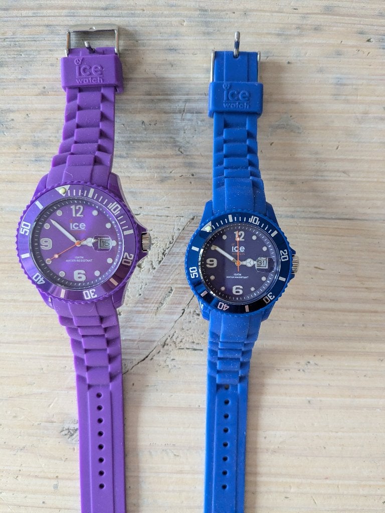ZGAN 2 x Ice-Watch: ForeverPurple medium & ForeverBlue small, Overige merken, Staal, Polshorloge, Kunststof
