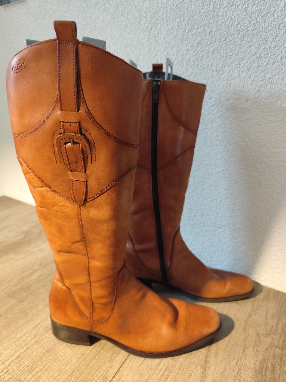 Caprice leren laarzen maat 39,5 - Cognac, Hoge laarzen, Bruin, Ophalen of Verzenden, Caprice