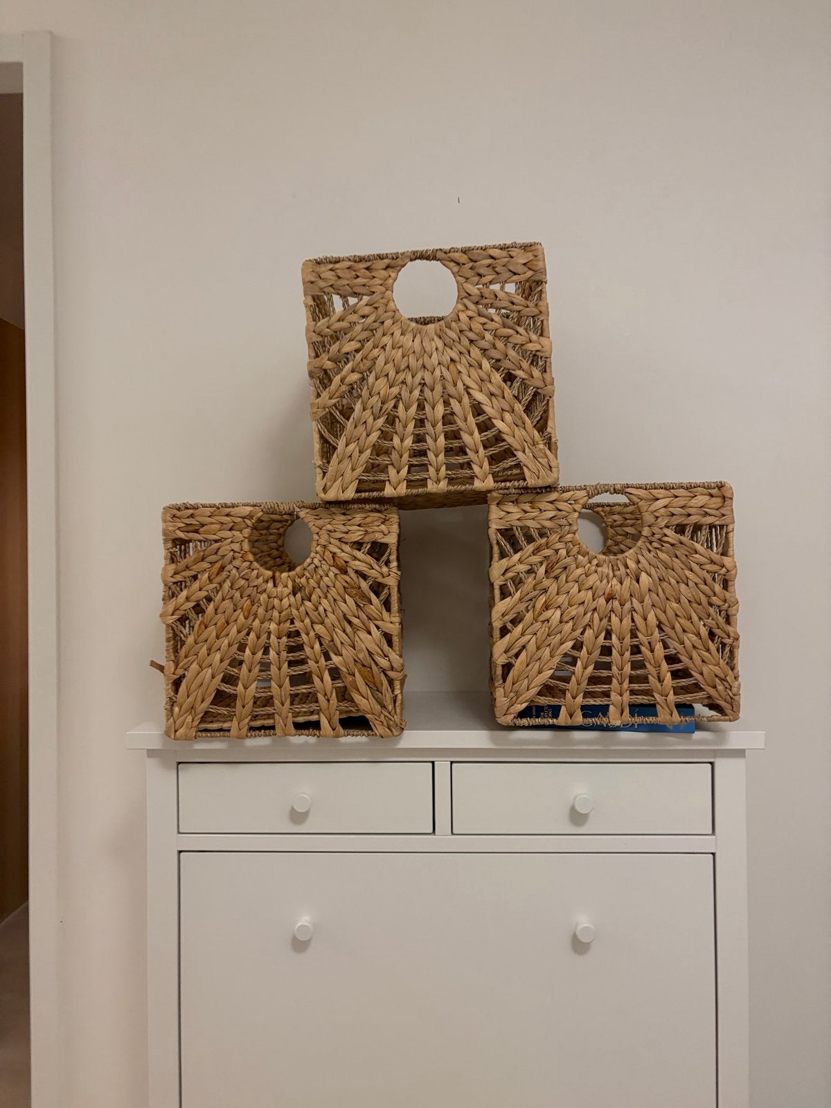 IKEA LUSTIGKURRE Manden, waterhyacint/zeegras, 3 stuks, Ophalen, Gevlochten, Mand, Vierkant