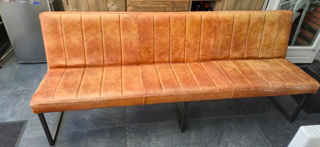 Buffelleren bank - 220 cm in prima staat., Ophalen, Gebruikt, Driepersoons, Leer