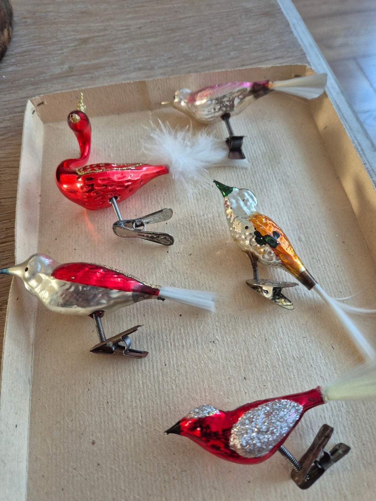 antiek oude kerst  ornementen vogels, Diversen, Ophalen of Verzenden