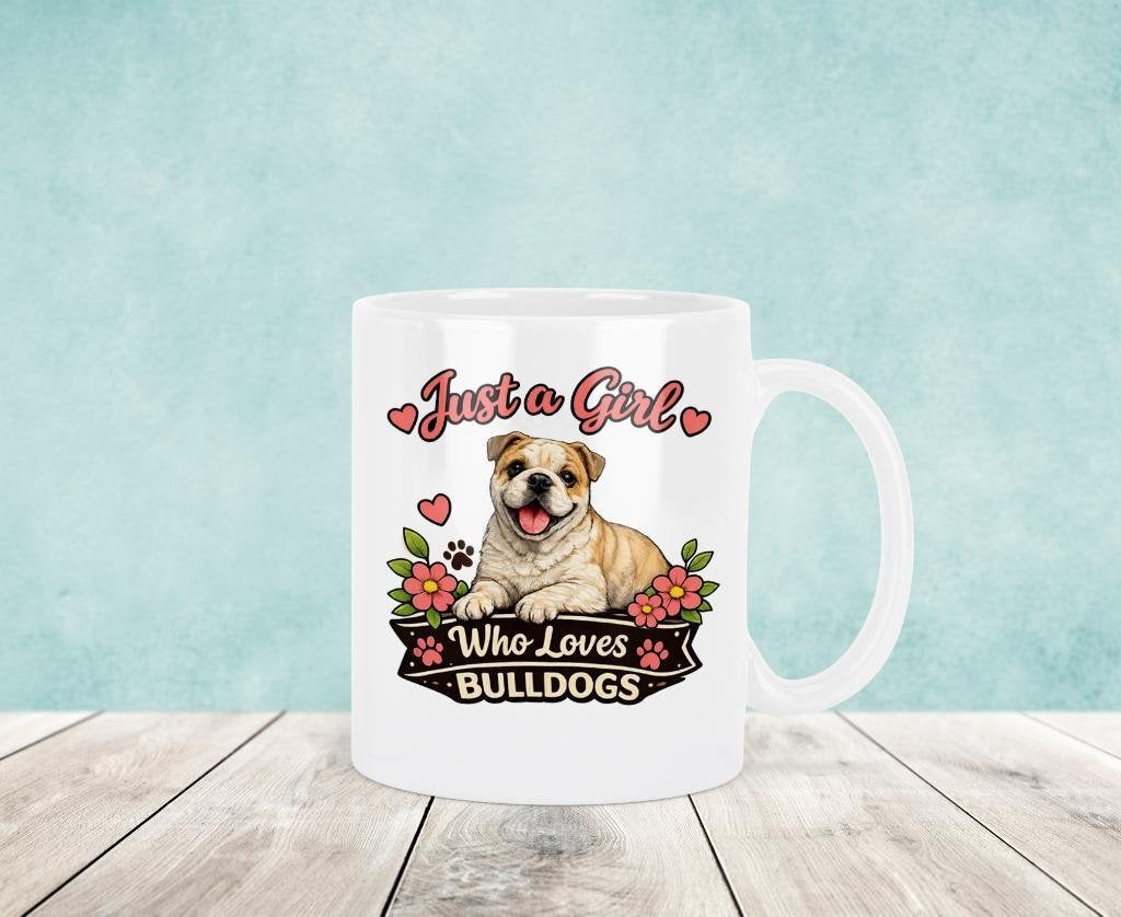 Just a Girl Who Loves Bulldogs - Engelse Bulldog Mok, Verzenden, Keramiek, Nieuw, Overige stijlen