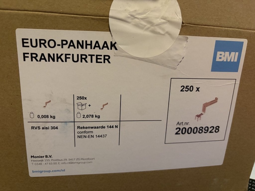 Monier Euro-panhaak voor Frankfurter RVS - 250 st., Overige materialen, Overige kleuren, Overige typen, Nieuw