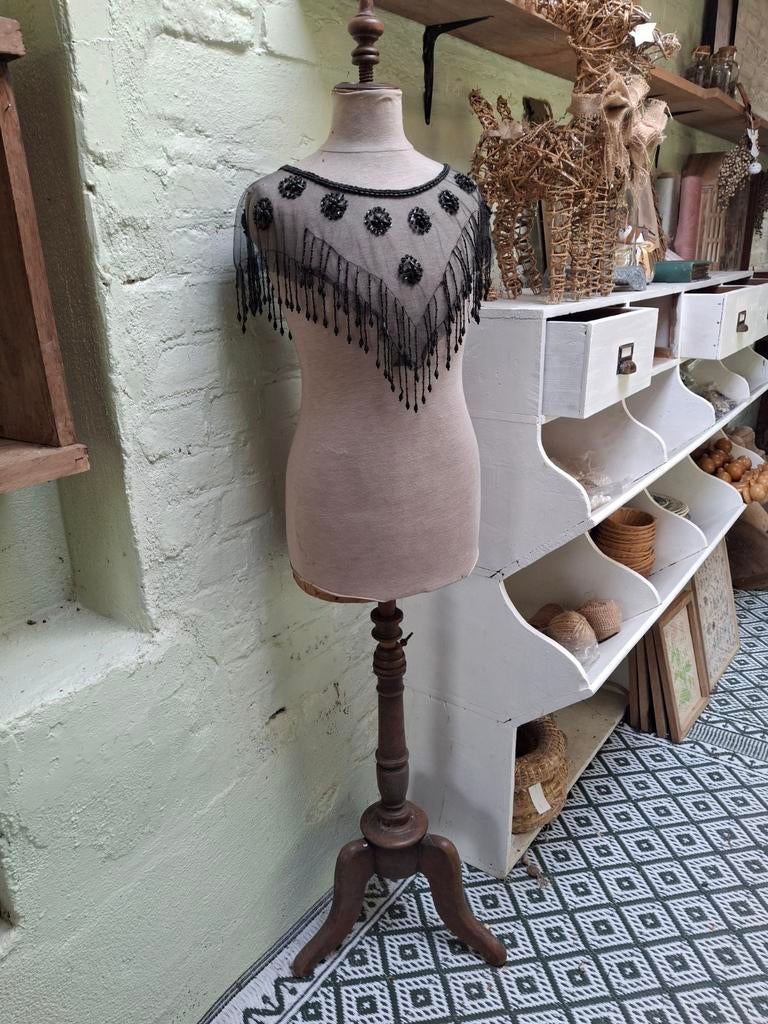 Antieke Paspop met Houten Voet - Decoratief, Antiek en Kunst, Ophalen of Verzenden