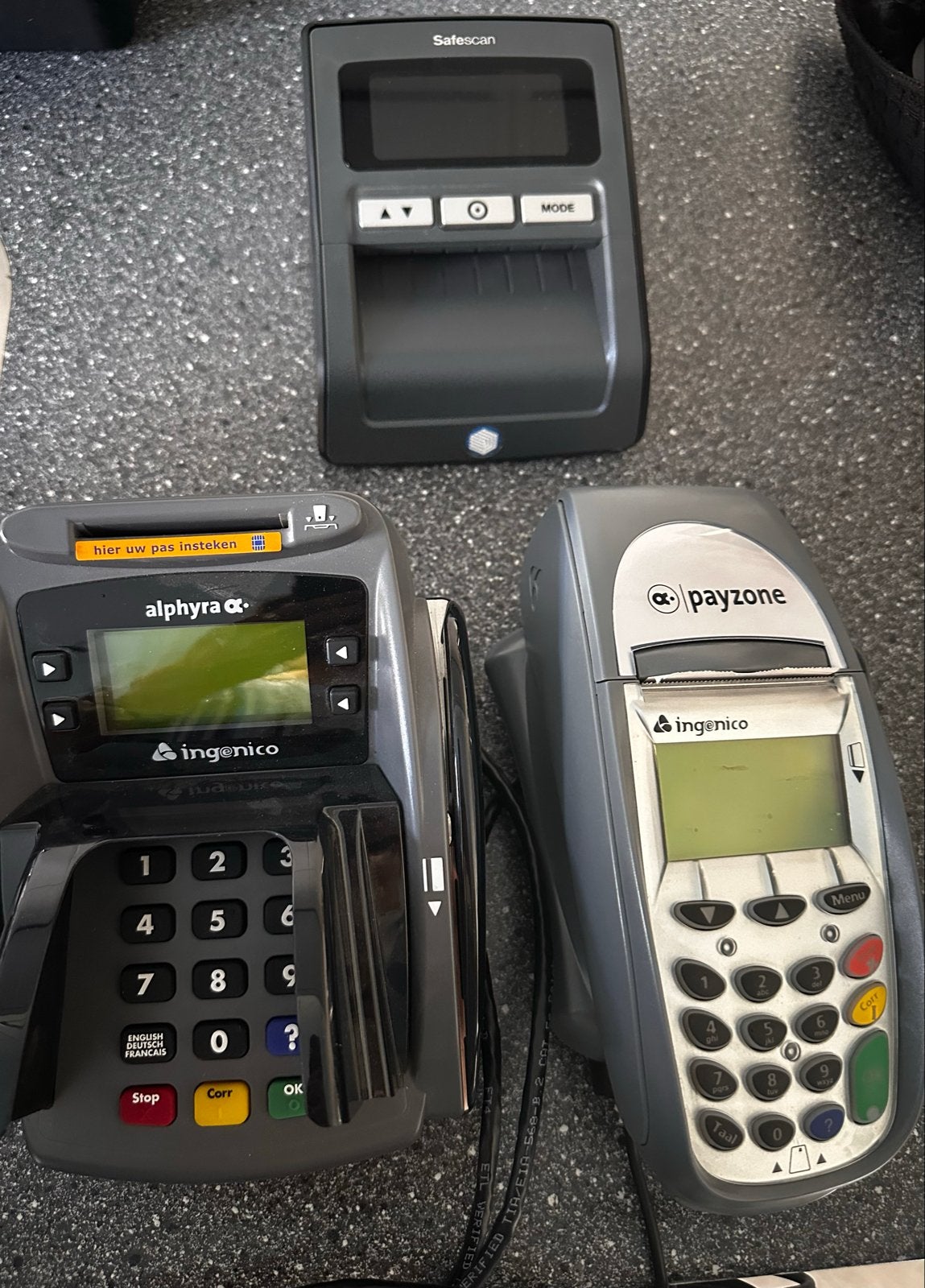 Betaalterminals en Safescan geldteller, Ophalen